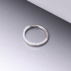 Implant Grade Titanium Brilliant Fire Opal Lined Front Facing Seamless Clicker